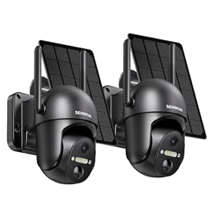 SEHMUA 2 Pack Outdoor Camera Wireless, 2K Solar Security Cameras Wireless Outdoor 360° View Battery Powered Camera, WiFi Home Security with Spotlight Color Night Vision, PIR Sensor