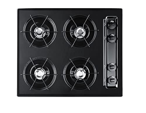 Summit Tnl033 24"" Wide Gas Cooktop With 4 Burners Porcelain Enamel Surface Recessed Top Porcelain Enameled Steel Grates And Gas Spark Ignition In Black #TOP10