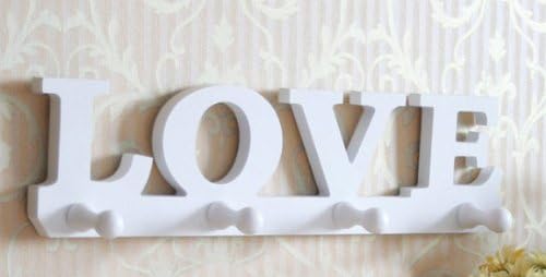 4 Hooks Love Style Hooks Love Eureopean Style Wood Wall Shelf