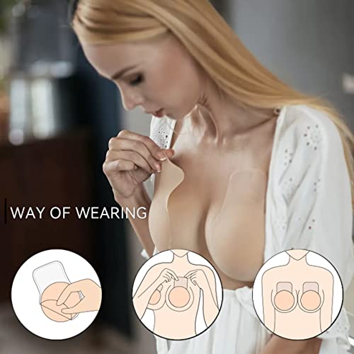 Added Lift Silicone Nipple Covers Adhesive Bra Invisible Strapless Sticky Bra Petals Breast Lift Pasties For Women Light Cream #TOP4