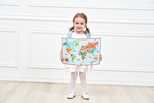 Uncle Wu Kids Learning World Map Placemats/Post Wall - 16 X 12 Inch Waterproof #TOP7