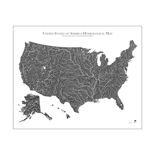Hydrological River Map of USA Wall Art Print