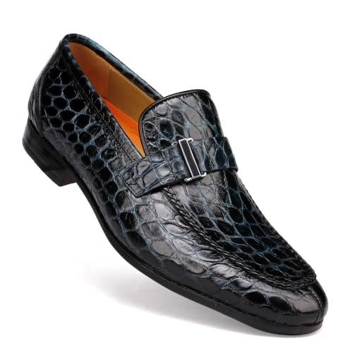 Image of Premium Dress Shoes for Men, Classic Alligator Printed Business Leather Dress Slip on Loafer Shoes for Mens