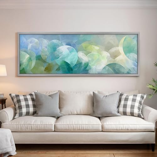 Toile panoramique cercles bokeh tableau horizontal pastel 20x60 - 2