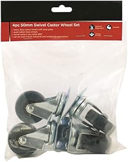 Pack of 4 Heavy duty Caster Wheels 50mm 360° Swivel Castors Wheel Set Rubber Base Wheel Industrial Domestic Furniture Use