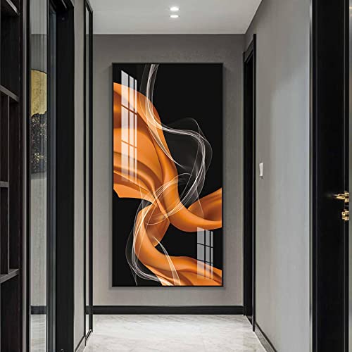Ligne Art affiche d'art abstrait de luxe jaune et orange pour salon