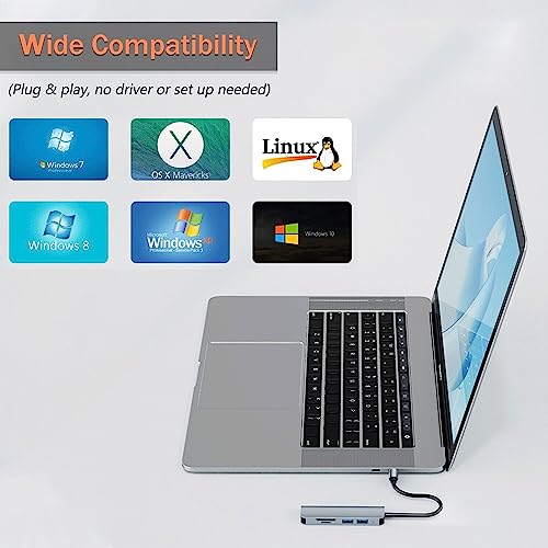 Hub USB C USB 3.0 SD Card Reader, VIENON 5 in 1 Aluminum USB A&C Hub with Memory SD/TF Card Reader and 3 USB 3.0 Ports, USB Extender for PC, Laptops, MacBook Pro/Air, iMac Pro,Surface and Tablet - Thumbnail 5