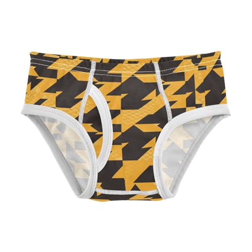 KLL Retro Yellow and Black Houndstooth Boys Toddler Pure Cotton Underwear Briefs Breathable Undies