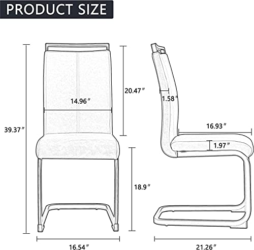 Image of Baysitone Modern Dining Chairs Set of 2, Side & Kitchen Chairs with Faux Leather Padded Seat, High Back, for Dining, Kitchen, Living Room - Brown