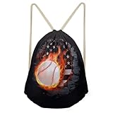 Mumeson Mochila de lona con cordón de estilo deportivo, unisex, diseño de fútbol, Estampado de bandera estadounidense de béisbol, Classic