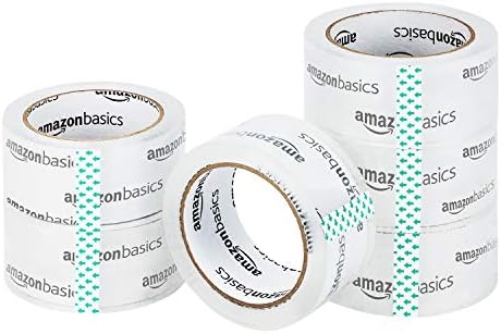Amazon Basics Moving and Storage Packaging Tape, 4.7 cm width x 49.9 meters length, Crystal Clear, 6-Pack