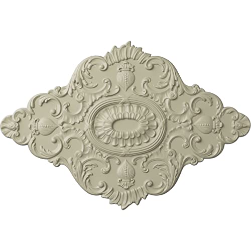 Ekena Millwork CM42X28ASCYF Ashford Ceiling Medallion, 42 3/4"W x 28 7/8"H x 1"P, Hand-Painted Clear Yellow
