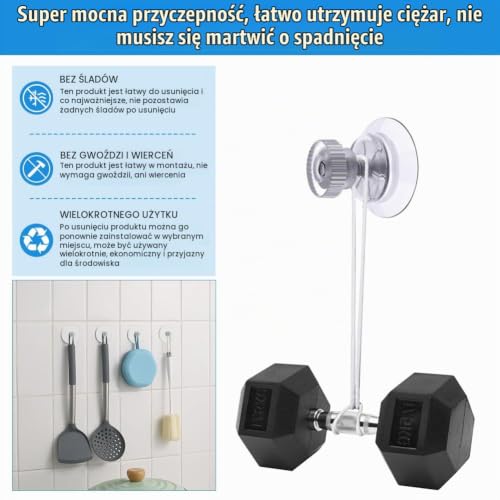 Flintronic Przyssawka z gwintem i nakrętką radełkowaną, 12 sztuk przyssawek z PVC Ø 25 mm, przezroczyste przyssawki bez wiercenia, bardzo mocne haczyki przyssawkowe do okien, samochodu, dekoracji