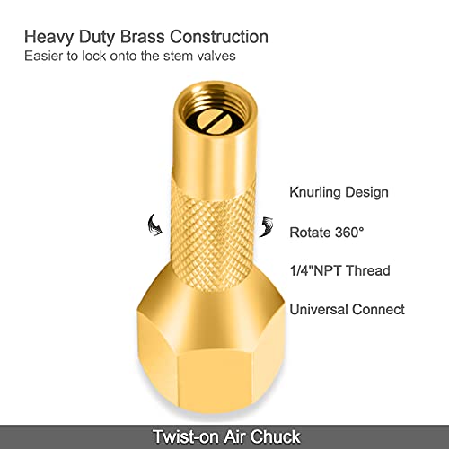 Godeson Air Chuck, Screw On Tire Inflator Nozzle For Tire Inflator Gauge Compressor Accessories, Twist-On Chucks(Pack 2Pcs) #TOP1