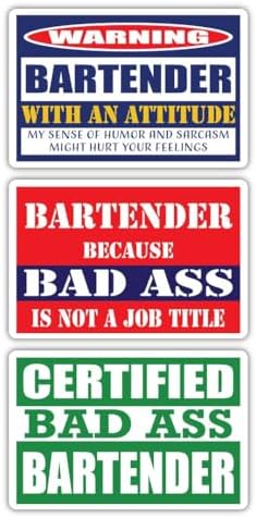 (x3) Certified Bad Ass Bartender with an Attitude Magnets | Funny Occupation Job Career Gift Idea | Magents Perfect for Cars, Trucks, Toolboxes, Lockers, Fridges image 5