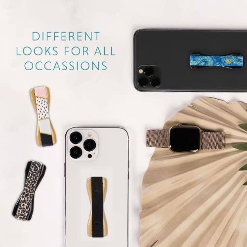 Image of LOVEHANDLE Original Universal Phone Grip - Black Strap, Gold Base