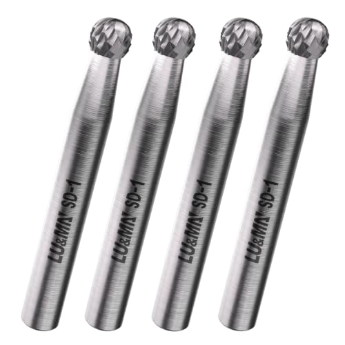 LU&amp;MN SD-1 Tungsten Carbide Burr, 7/32" Head 1/4" Shank, 4pcs