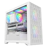 SAMA V Mesh Mid Tower PC Case - High Airflow PC Gaming Case Mesh Front Panel & Tempered Glass Side Panel, 3x140mm ARGB PWM Fans Pre-Installed, Supports ATX/M-ATX/ITX - White