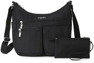 Baggallini Women's Everywhere Crossbody Bag - Lightweight Water-Resistant Nylon, RFID-Blocking Wristlet