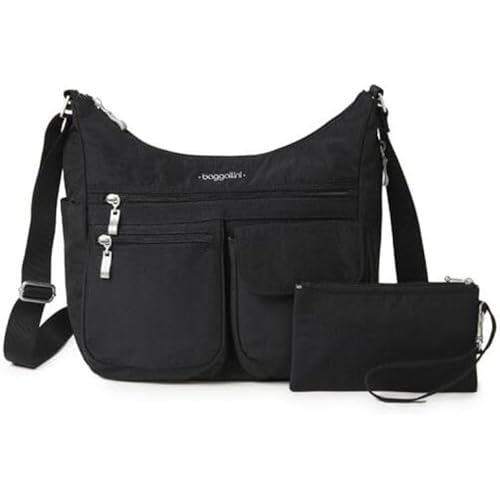 Baggallini womens Everywhere Bagg Crossbody Women 11x9 Lightweight Nylon Hobo Water-resistant Travel Bag W/Rfid