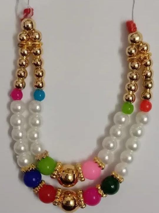 Image of Small Size 1,2,3, laddu Gopal Accessories Set of 6 moti & Diamond mala /haar for All god Idol laddu Gopal /Krishna ji radharani, fastival mala Set