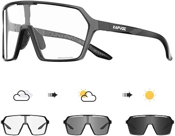 KAPVOE Photochromic Cycling Glasses Men Mountain Bike Glasses Women Clear MTB Sports Sunglasses Bicycle Triathlon Running