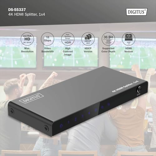 Splitter HDMI DIGITUS 4K60Hz 1 Entrée 4 Sorties HDR HDCP 2.2 Deep Color - vue 4