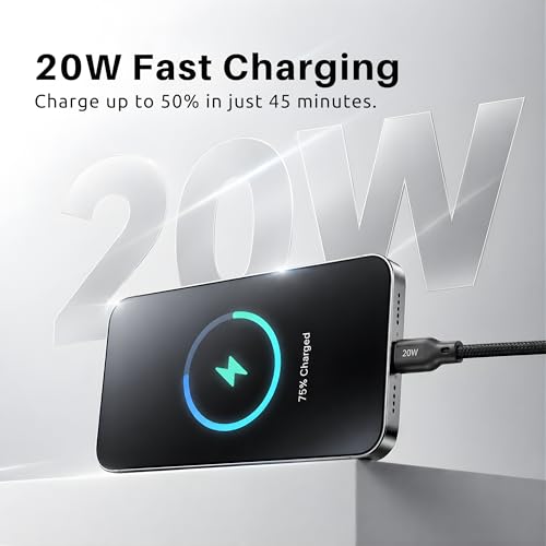 Image of PHILIPS DLC4150VB /94 20W iPhone Original Type-A to Lightning Fast Charging Cable (1.5m, Dark Slate) | MFi Certified | 480Mbps | Nylon Braided | Compatible with iPhone & Other Lightning Devices