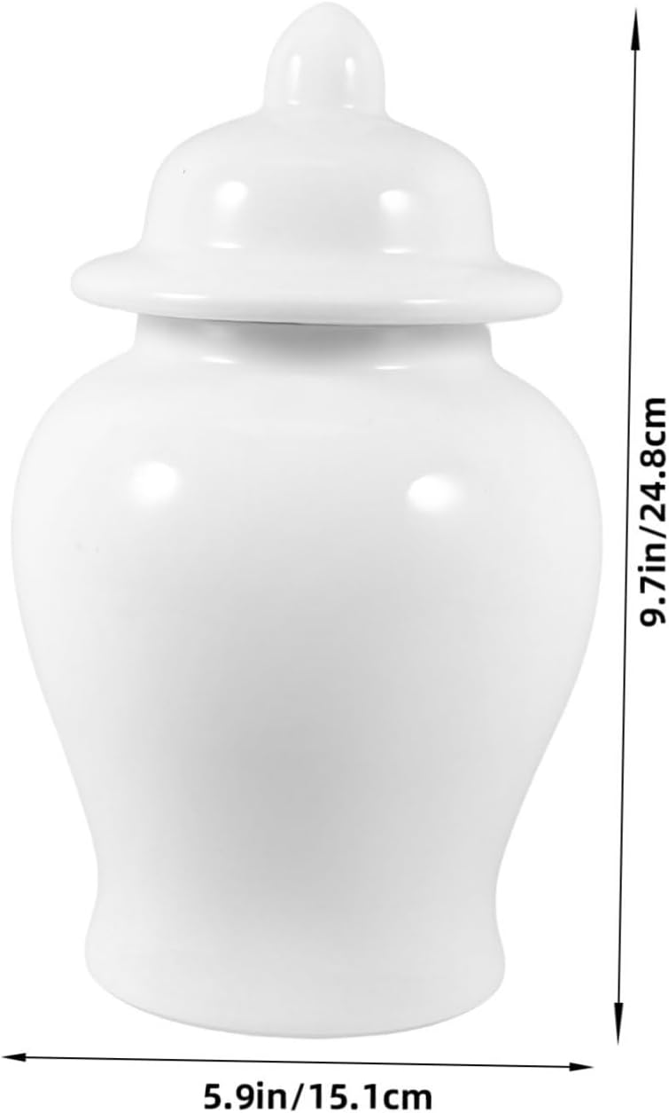 Zerodeko Porcelain Decorative Jar Lid Chinese Tea Canister Ceramic Storage Container for Sugar Decor Accent for Living Room and Office