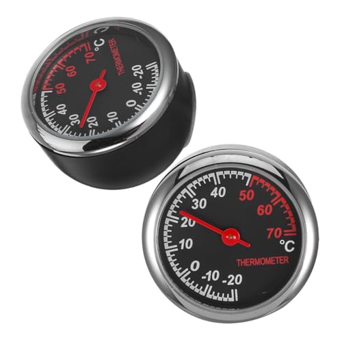 VOSAREA 2pcs Car Thermometer and Temperature Gauge for Dashboard, Mechanical Automotive Interior Thermometer with Accurate Celsius and Fahrenheit Display, Car Temperature Monitor