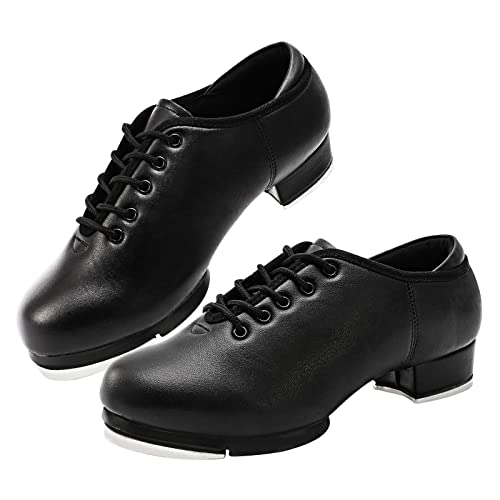 Women's Jazz Tap Shoes Split Sole Leather Adult Girls Dance, Black 5 M Us #TOP3
