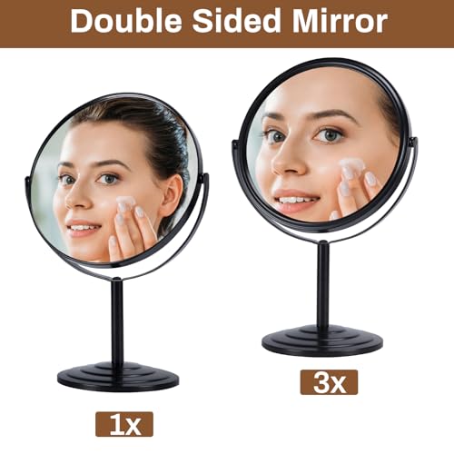 Espejo para maquillaje con aumento 1x 3x negro 12 in miniatura 3
