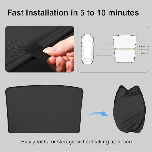 Image of AAMHHM Roof Sunshade for Model Y 20-24 (Black) | Roof Sunshade, Car Accessory, Sunroof, Easy Installation, OEM Design