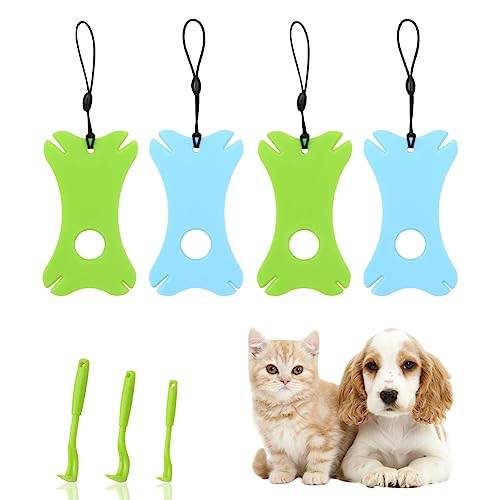 Geluode Tick Remover 7 PCS,Dog Cat Tick Remover Tool, Green Blue Tick Remover Card Tick Remover Hooks with Magnifier Kit For Pet Dogs Cats Horses Rabbits Guinea Pigs Humans