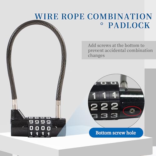 Image of Combination Lock Cable Lock with 4 Digits Cabinet Lock with 3.5 inch Cable Length Twist 3.5 inch Length Durable Cable Ideal for lockers, Gym, Toolbox, Case Small Size (3.5 inch)