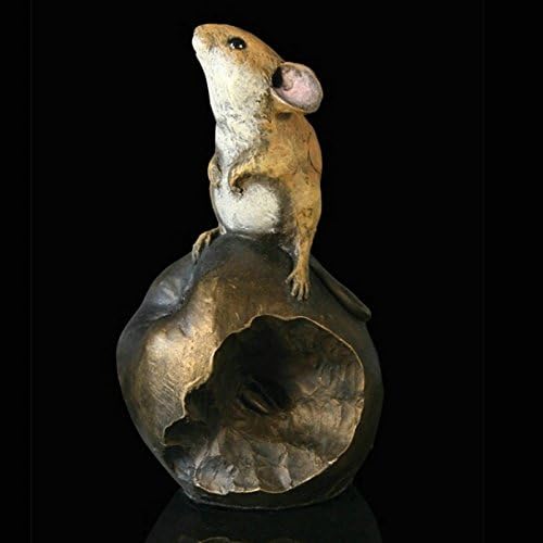 Mouse on Apple Hand Painted Cold Cast Bronze by Michael Simpson Figure