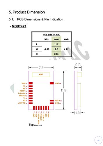 MDBT42T at Command SPP UART Módulo Bluetooth Demo Board Dev Kit BT5.2 FCC IC CE Telec KC SRRC (Chip