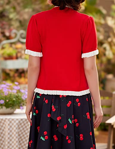 Women's V Neck Cardigan Retro Cardigans 1950S Short Elegant Knit Shrug Cardigan Red Cardigan Xxl #TOP2