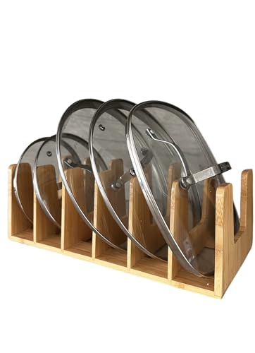 KANDOHAUS Kitchen Cabinet Organizer - Sturdy Bamboo Pot and Pan
