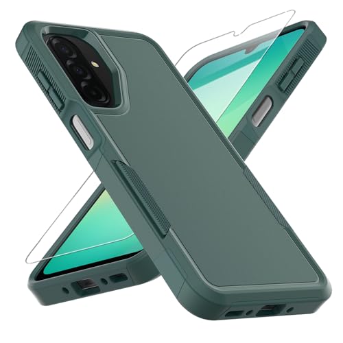 for Galaxy A17 5G Phone Case,[Military Grade Drop Tested] with Screen Protector, Dual Layer Protective Heavy Duty Cell Phone Cover Non-Slip Shockproof Rugged Case for Samsung A17 5G (Dark Green)