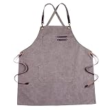 Fartuch Narzędziowy Z Kieszeniami Regulowane Heavy Duty Waxed Canvas Fartuch Work Fartuch Pasuje Do Mężczyzn I Kobiet (Color : Grey, Size : XL)
