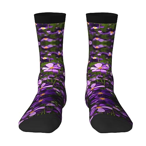 Purple Flowers Adult Sports Socks-Men'S Cotton Mid-Calf Socks:A Fusion Of Comfort,Style,And Functionality