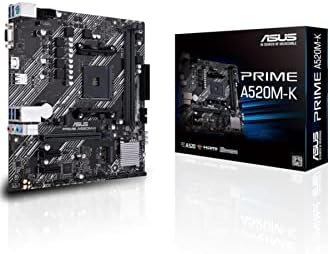 ASUS Prime A520M-K (AMD AM4 DDR4 Socket for AMD Ryzen 5000/5000 G/ 4000 G/ 3000) Micro ATX Motherboard with M.2 Support 1Gb Ethernet HDMI/D-Sub SATA 6Gbps and USB 3.2 Gen 1 Type-A