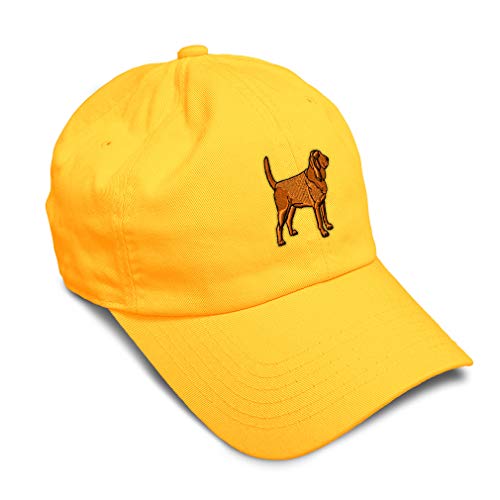 Speedy Pros Soft Baseball Cap Bloodhound Embroidery Dogs Breed Twill Cotton Sideview Dad Hats for Men & Women Golden Yellow Design Only