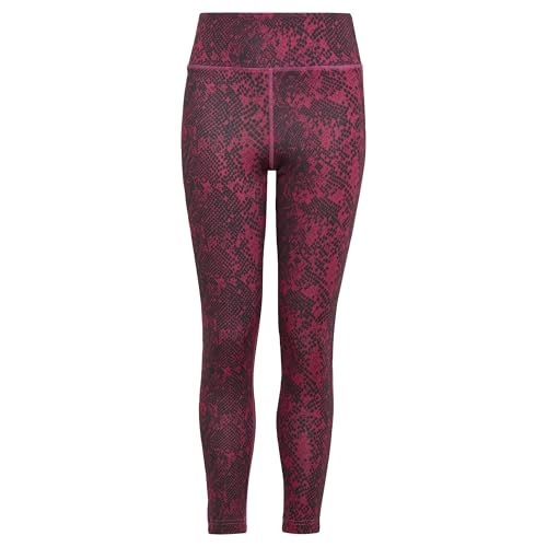 adidas Girl's AEROREADY Animal-Print Optime 7/8 High-Rise Pocket Tights, Semi Lucid Fuchsia/Carbon/White, 14-15 Years