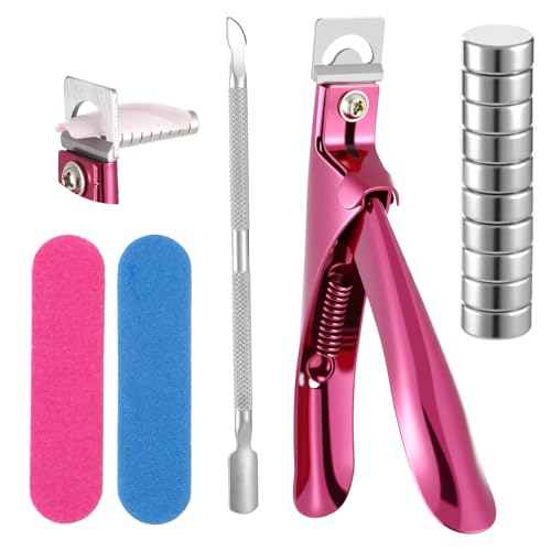 TIESOME Set di tagliaunghie in acrilico, con 10 magneti, 2 lima per unghie, 1 clip in gel in acciaio, per unghie finte, unghie in gel, unghie in acrilico, unghie finte