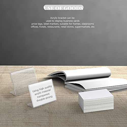 BILLIOTEAM 40pack Mini Clear Sign Display Holder with Blank Labels,3.5*2.4 Inch Horizontal Slanted L-Shape Plastic Name Card Price Card Tag Label Counter Top Stand - Thumbnail 6