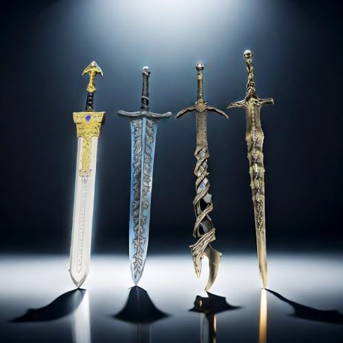 Game Box Set of 4 Metal Model Weapon Sword Keychain Royal Great Godslayer Great Dark Moonlight Great Sacred Relic Sword Cosplay Prop Collection Backpack Desktop Display Decoration - Thumbnail 2