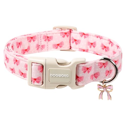 DOGWONG Cute Bowtie Printed Collar for Small Medium Large Dogs - Pink Dog Collar for Girl Female Dogs,L by DOGWONG - Used condition - US$9.44