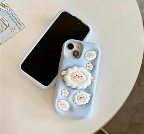 Image of Dezet Back Cover Compatible with iPhone 14 Plus Soft Silicone 3D Cute Cartoon Cover, Aesthetic Full Protective Case Cover Girls & Women (Blue)